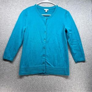 Talbots Bright Teal Button-Front Women's Cardigan